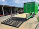 8.5x24 Lime Green Enclosed Hybrid (2) 7,000lb axles Open back right-angle picture 