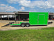 8.5x24 Lime Green Enclosed Hybrid (2) 7,000lb axles Open left side picture 