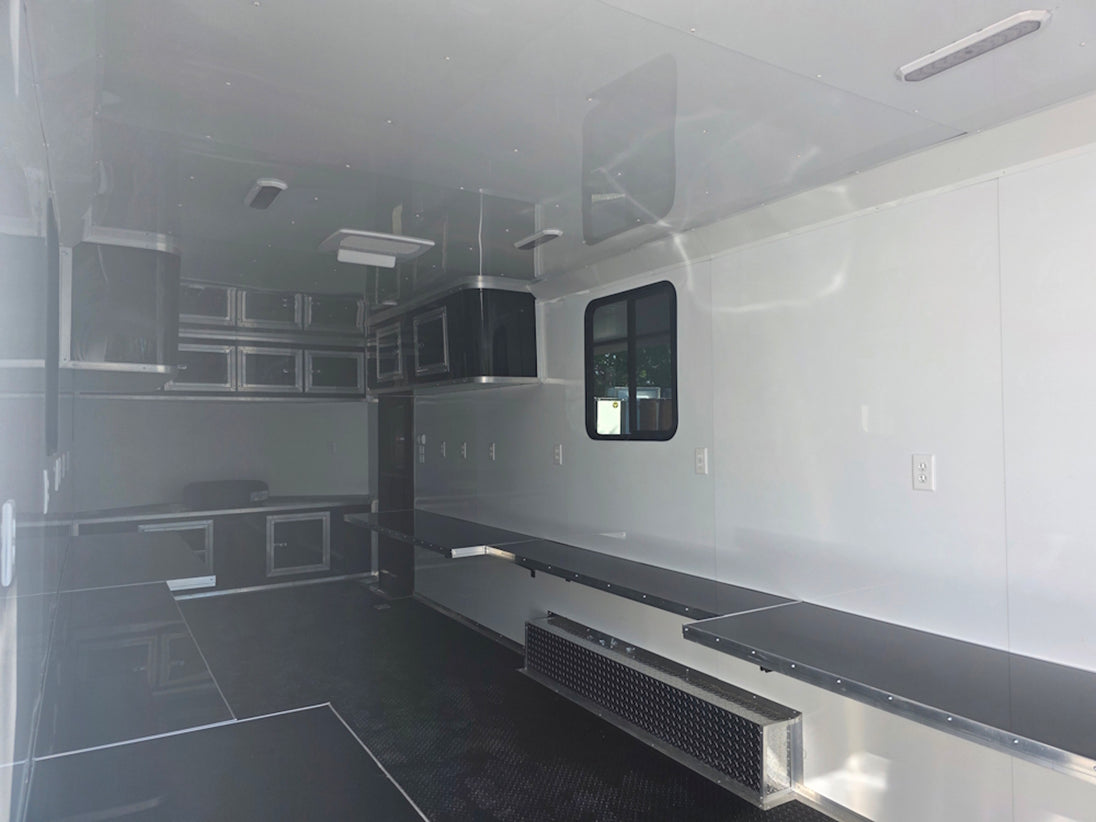 8.5x24 Office Trailer Interior back left angle picture 