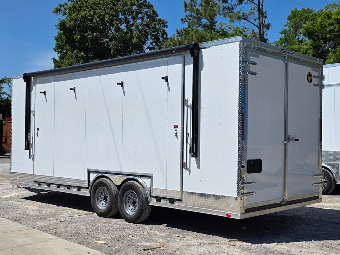 8.5x24 Walk on Roof Stage trailer Back left angle picture 