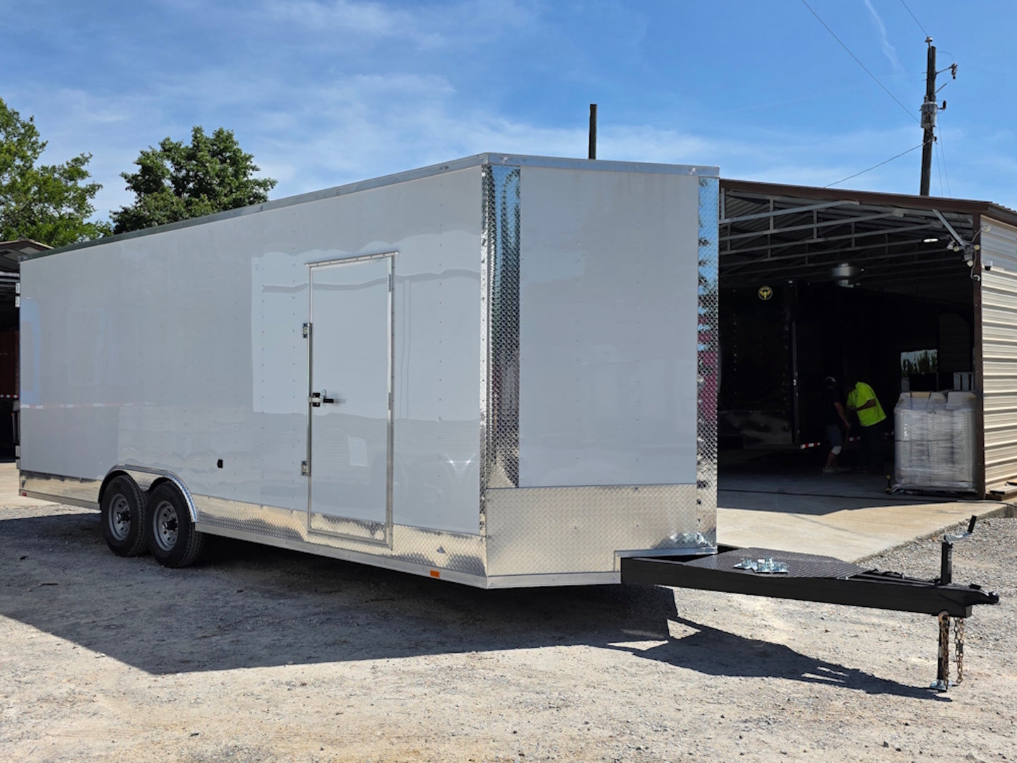 8.5x24 Walk on Roof Stage trailer Front left angle picture 