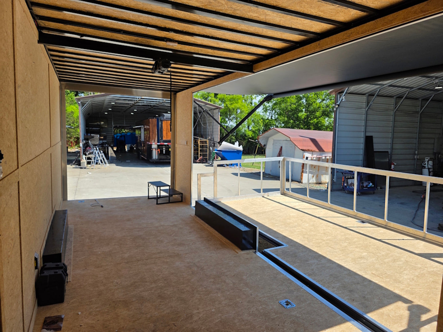 8.5x24 Walk on Roof Stage trailer Interior front left angle picture 