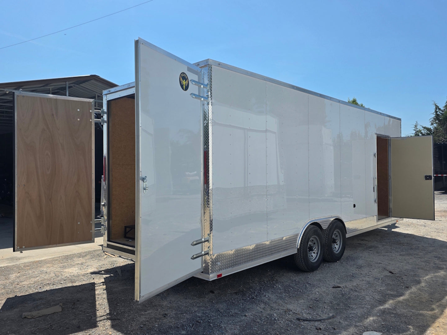 8.5x24 Walk on Roof Stage trailer Open back right angle picture 