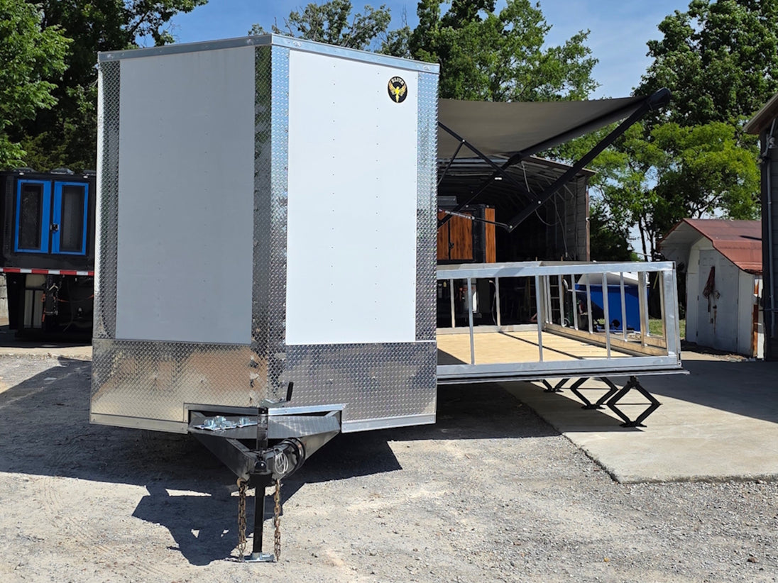8.5x24 Walk on Roof Stage trailer Open front side picture 