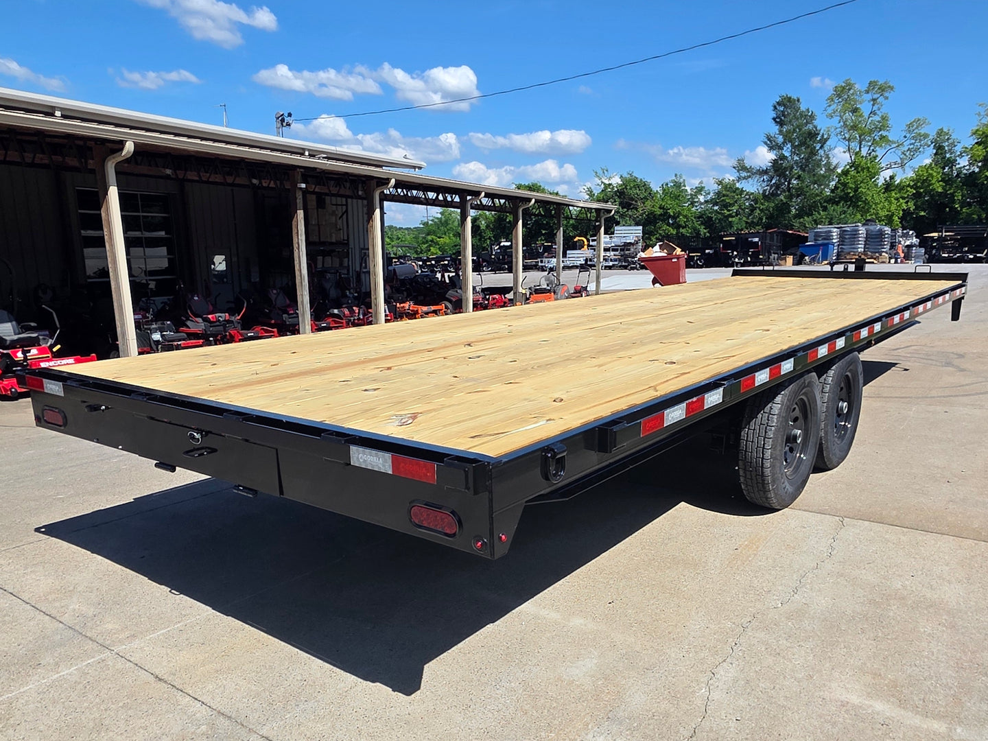 8.5x25 Straight Deckover Trailer (2) 7K Axles with Slide Out Ramps 14K GVWR back right angle picture 