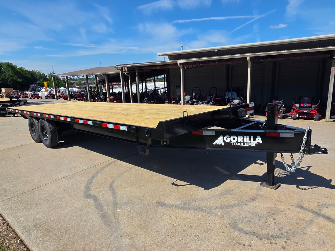 8.5x25 Straight Deckover Trailer (2) 7K Axles with Slide Out Ramps 14K GVWR Front left angle picture 