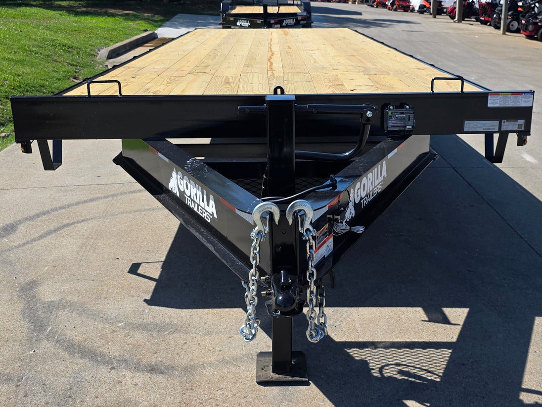 8.5x25 Straight Deckover Trailer (2) 7K Axles with Slide Out Ramps 14K GVWR Front side picture 