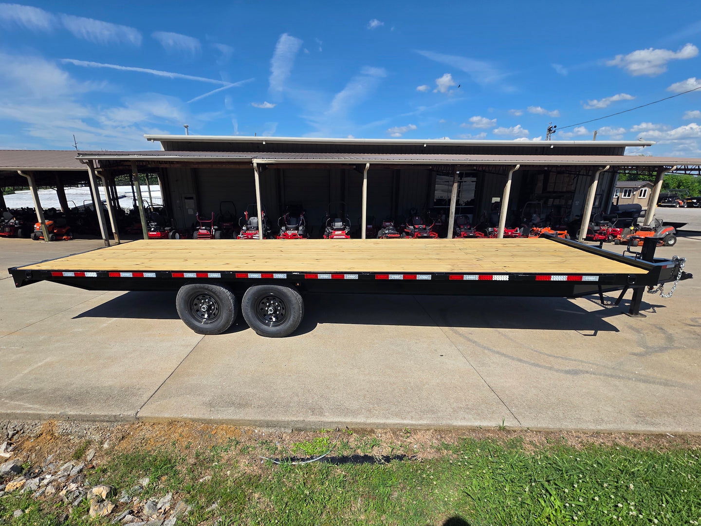 8.5x25 Straight Deckover Trailer (2) 7K Axles with Slide Out Ramps 14K GVWR left side picture 