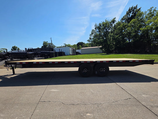 8.5x25 Straight Deckover Trailer (2) 7K Axles with Slide Out Ramps 14K GVWR Right side picture 