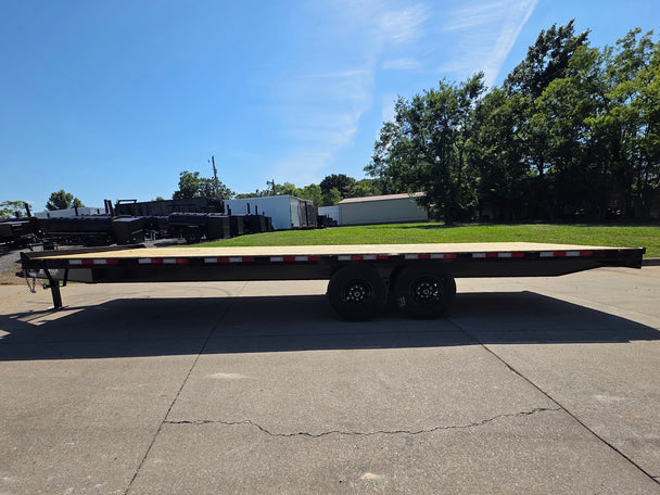 8.5x25 Straight Deckover Trailer (2) 7K Axles with Slide Out Ramps 14K GVWR Right side picture 