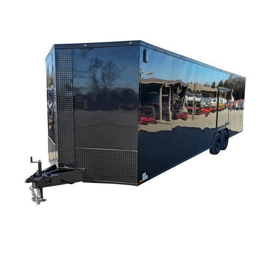8.5x28 V - Nose Enclosed Trailer Black Out and Escape Door (2) 5,200lb Axles - SLE Equipment - 1