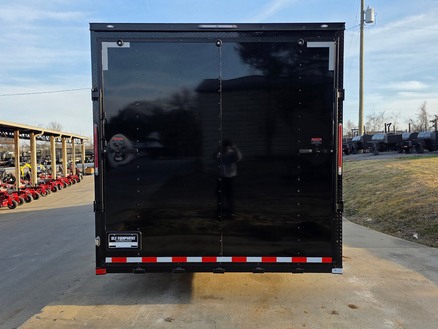 8.5x28 Black V - Nose Enclosed Trailer with Blackout Pkg (2) 7K Axles with D rings - SLE Equipment - 6