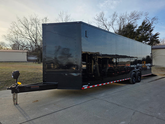 8.5x28 Black V - Nose Enclosed Trailer with Blackout Pkg (2) 7K Axles with D rings - SLE Equipment - 2