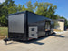 8.5x28  Grey Enclosed Trailer For Race, Show Car Fully Loaded (2) 7,000LB Axle 14K GVWR Open front right angle picture 