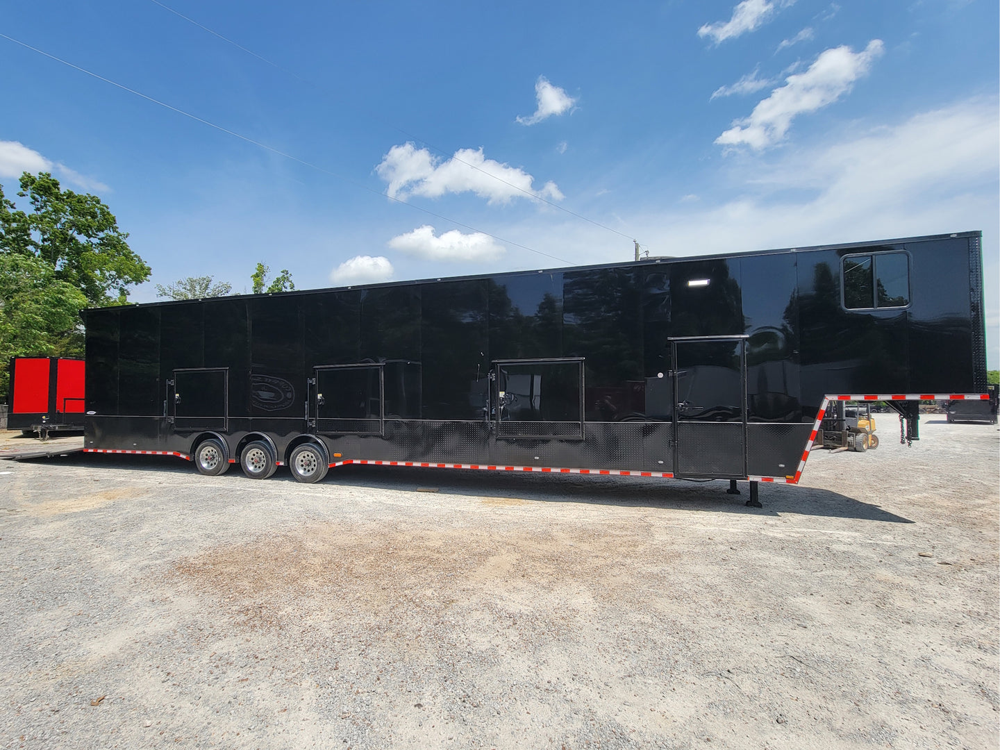 8.5x53 Gooseneck Black Showcase Car Hauler With Beaver Tail Closed left side picture 