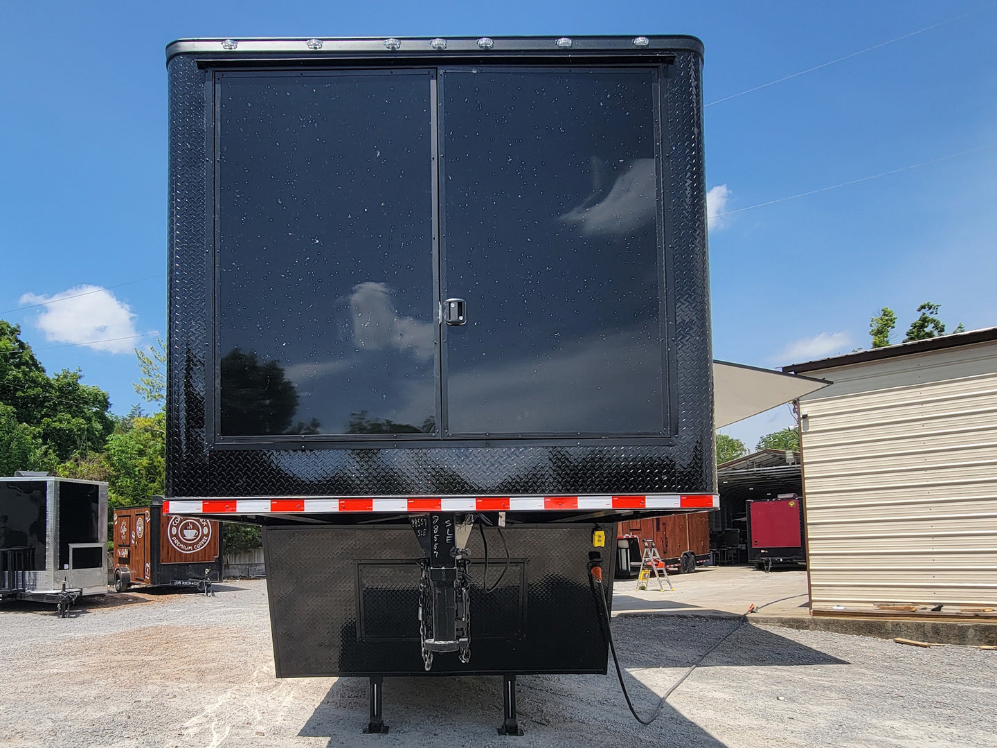 8.5x53 Gooseneck Black Showcase Car Hauler With Beaver Tail Closed front side picture 