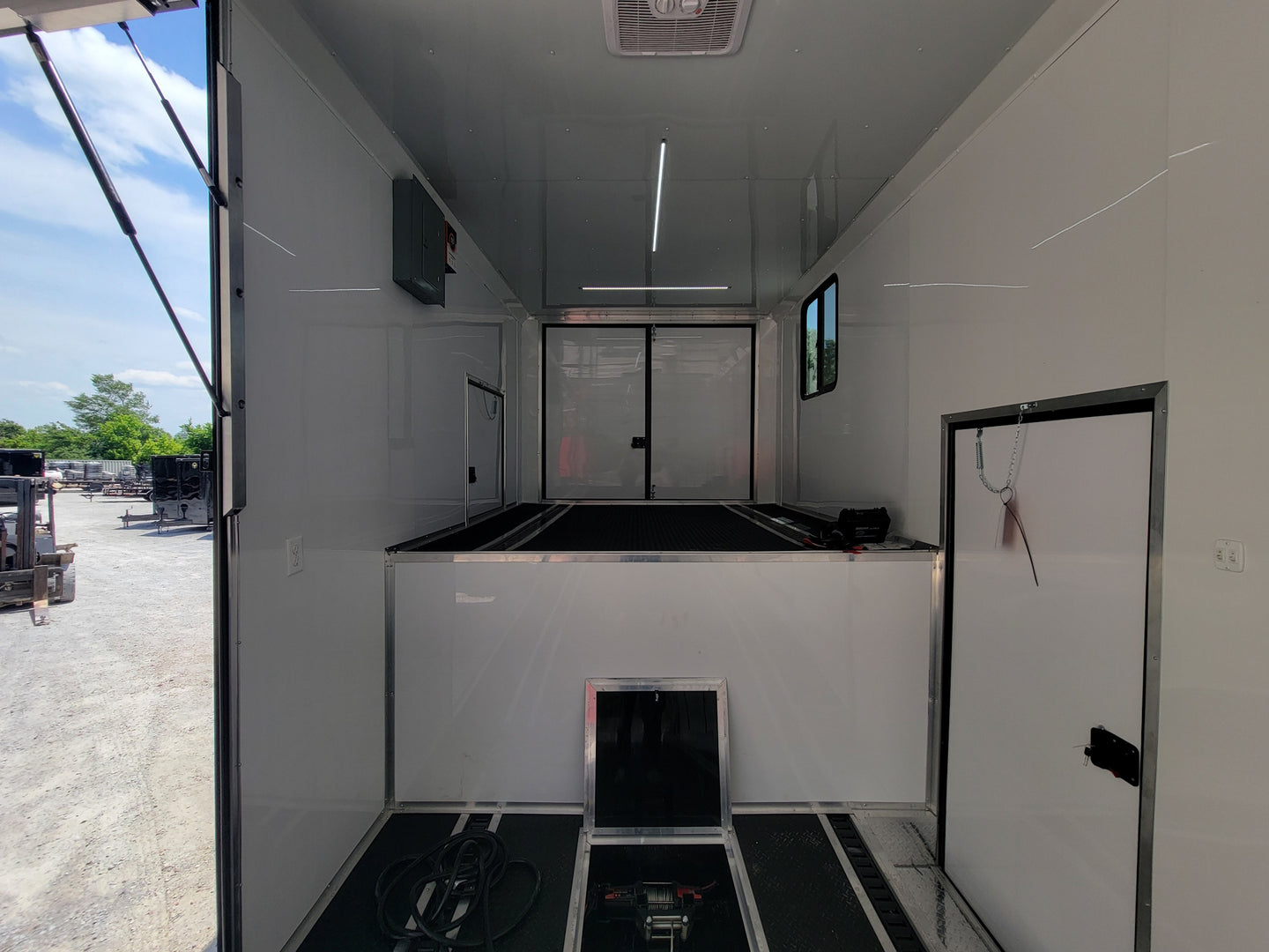 8.5x53 Gooseneck Black Showcase Car Hauler With Beaver Tail Interior storage picture 