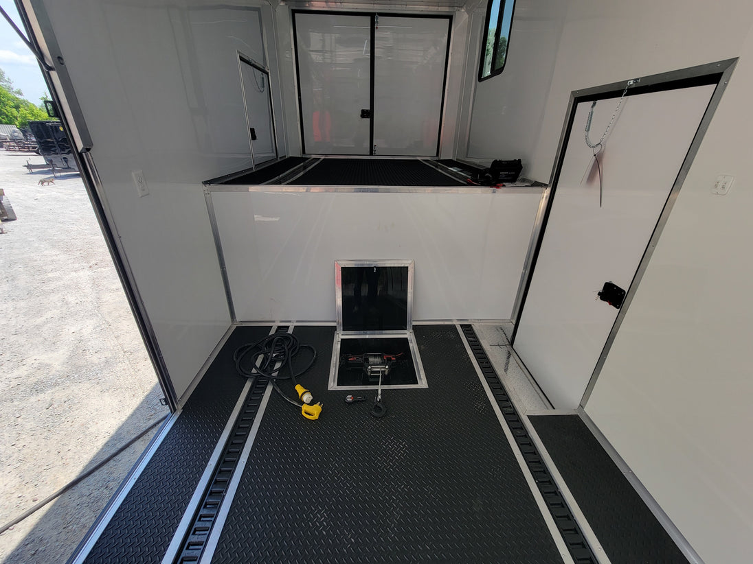 8.5x53 Gooseneck Black Showcase Car Hauler With Beaver Tail Interior wench picture 