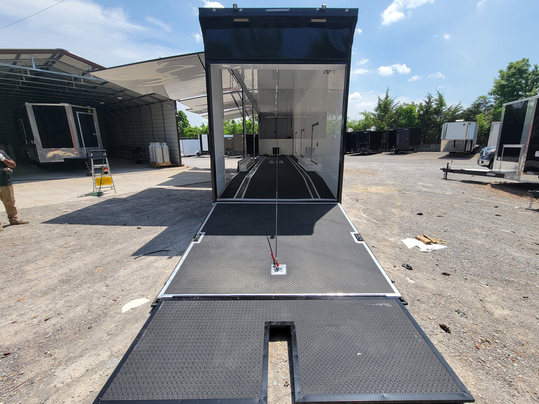 8.5x53 Gooseneck Black Showcase Car Hauler With Beaver Tail Open back side picture 