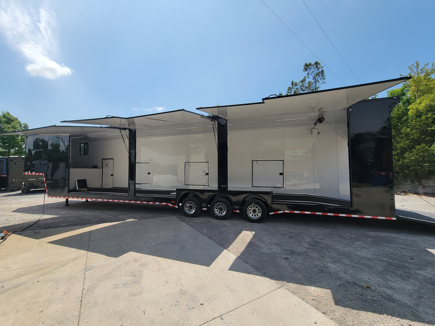 8.5x53 Gooseneck Black Showcase Car Hauler With Beaver Tail Open left side picture 