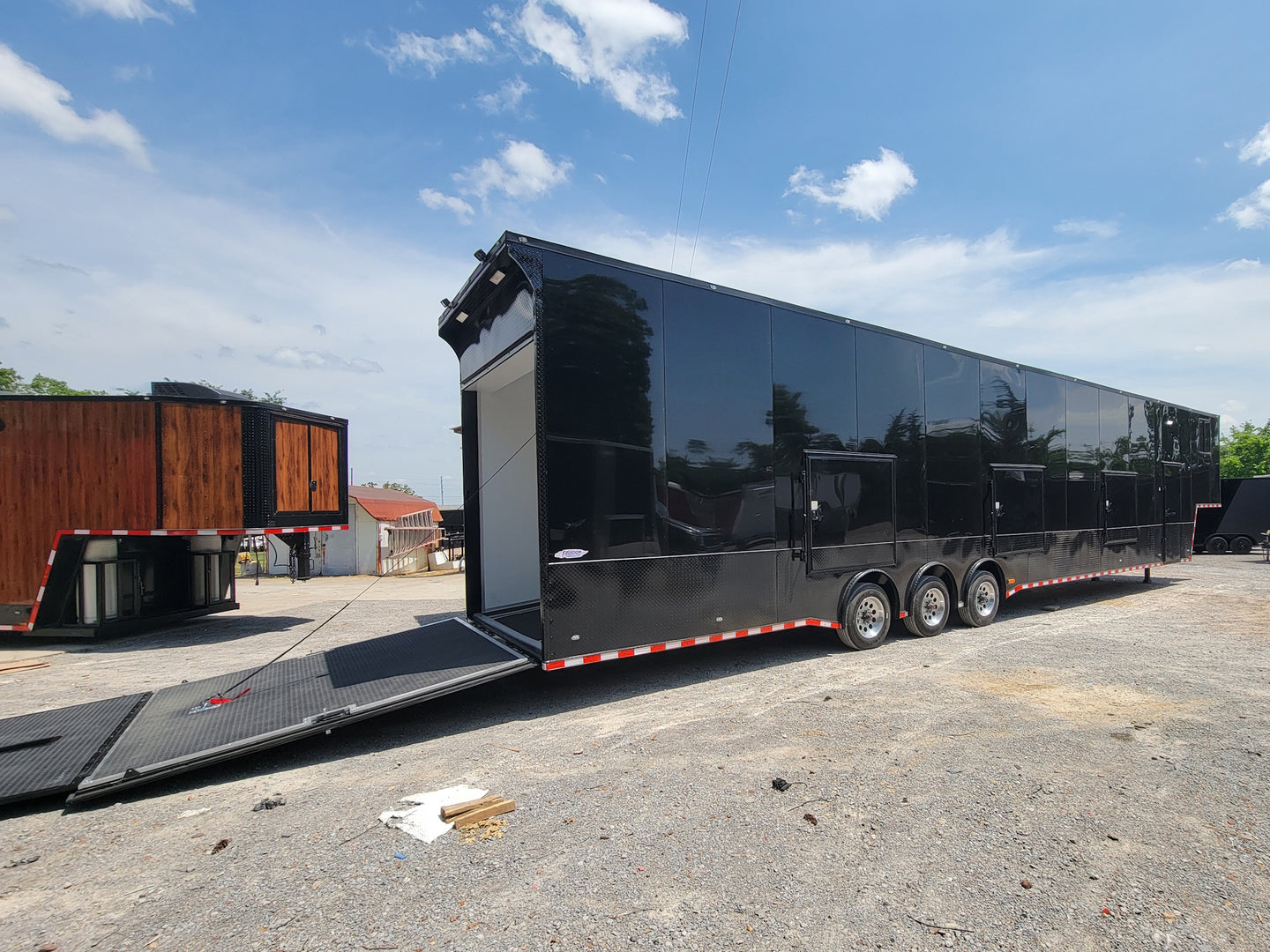 8.5x53 Gooseneck Black Showcase Car Hauler With Beaver Tail Open left side picture 