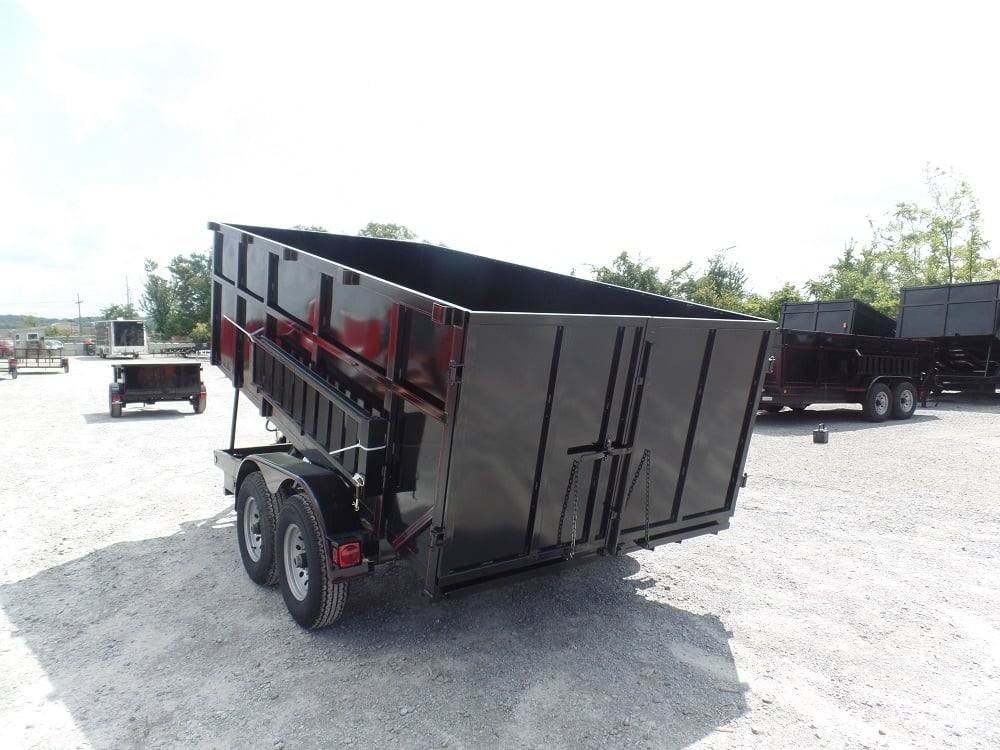 Dump Trailer 7'x14' Hydraulic Trailer 4' Sides 7000lbs Axles Front Side Angle Lifted