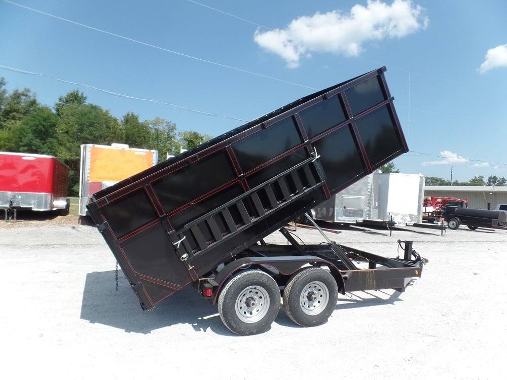 Dump Trailer 7'x14' Hydraulic Trailer 4' Sides 7000lbs Axles Front Side Angle Lifted
