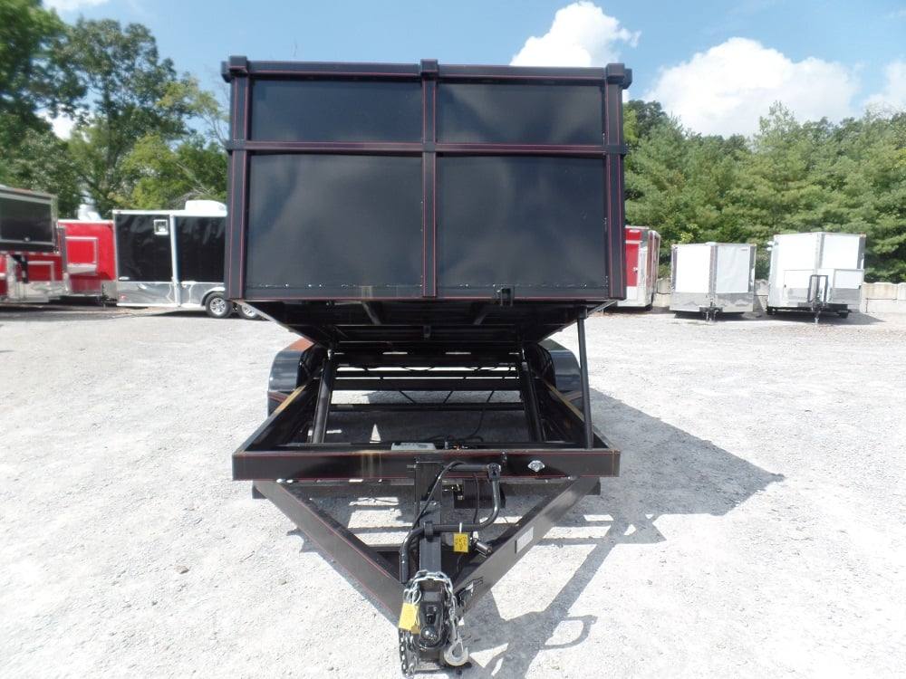Dump Trailer 7'x14' Hydraulic Trailer 4' Sides 7000lbs Axles Front Side Angle Lifted