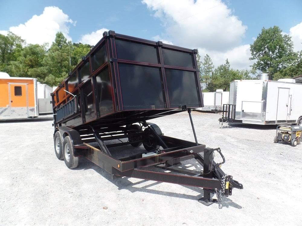 Dump Trailer 7'x14' Hydraulic Trailer 4' Sides 7000lbs Axles Front Side Angle Lifted