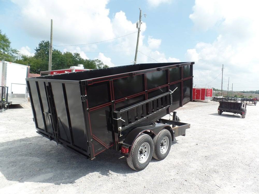 Dump Trailer 7'x14' Hydraulic Trailer 4' Sides 7000lbs Axles Front Side Angle Lifted