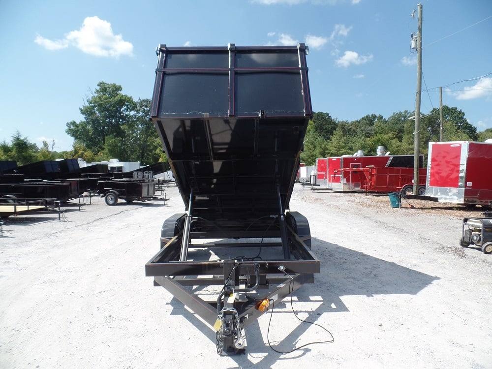 Dump Trailer 7'x14' Hydraulic Trailer 4' Sides 7000lbs Axles Front Side Angle Lifted