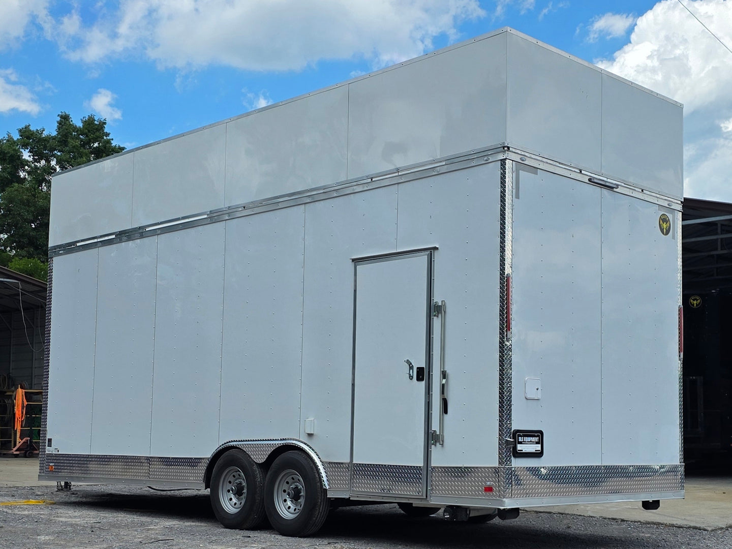 8'5'' x 24' White Concession Trailer w/ 36" Roof Marquee Back left angle picture 