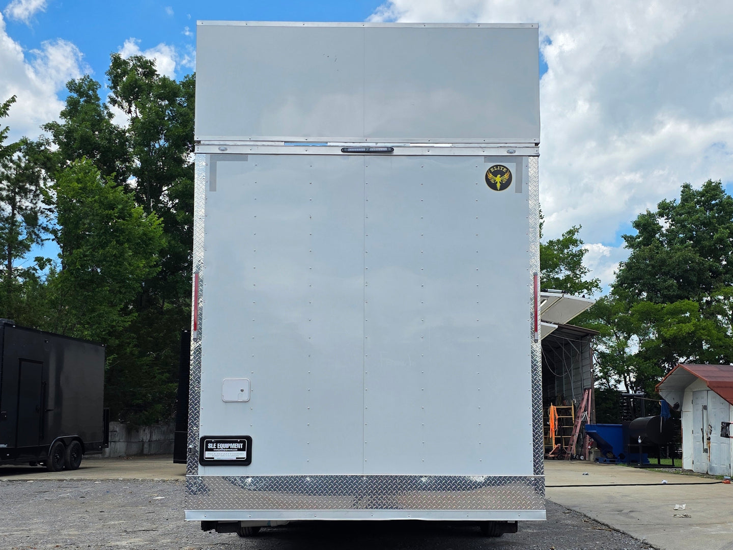 8'5'' x 24' White Concession Trailer w/ 36" Roof Marquee Back side picture 