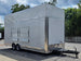 8'5'' x 24' White Concession Trailer w/ 36" Roof Marquee Closed front left angle picture 