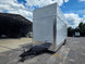 8'5'' x 24' White Concession Trailer w/ 36" Roof Marquee Closed front right angle picture 
