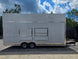 8'5'' x 24' White Concession Trailer w/ 36" Roof Marquee Closed left side picture 