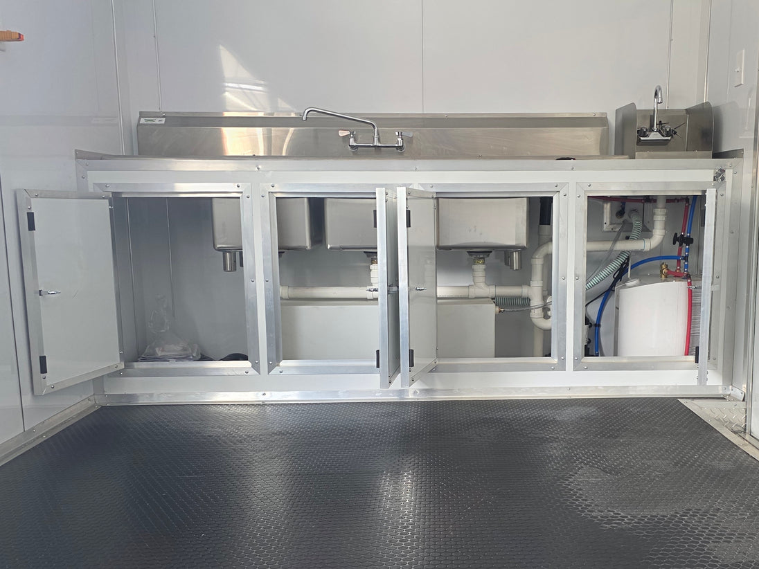 8'5'' x 24' White Concession Trailer w/ 36" Roof Marquee Open sink package picture 