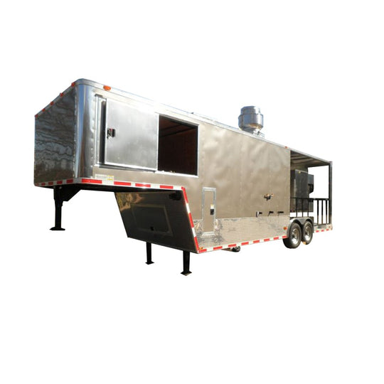 8.5'x29' Silver Gooseneck Concession Trailer