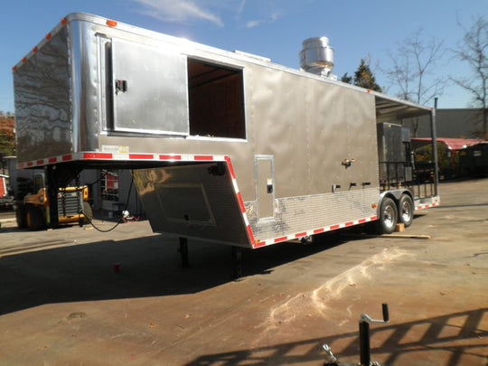 8.5'x29' Silver Gooseneck Concession Trailer