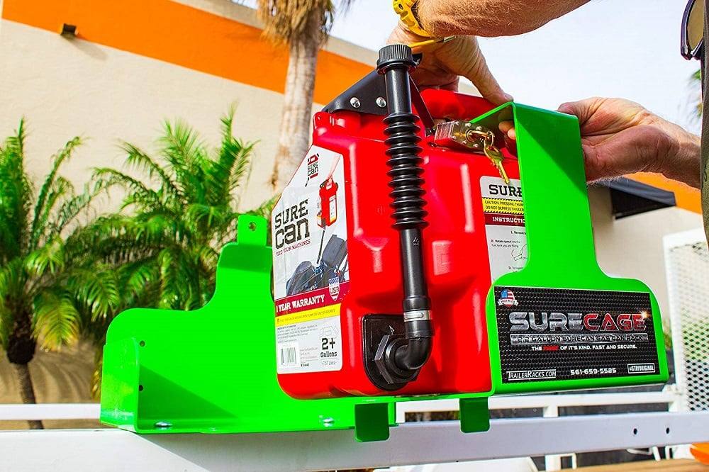 Green Touch BK043 Surecage 5 Gallon Lockable Surecan Gas Can Rack 1
