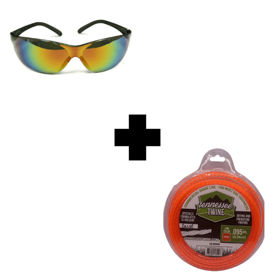 Tennessee Twine .095 Orange and Husqvarna Mirror Lens Safety Glasses Package - SLE Equipment - 1