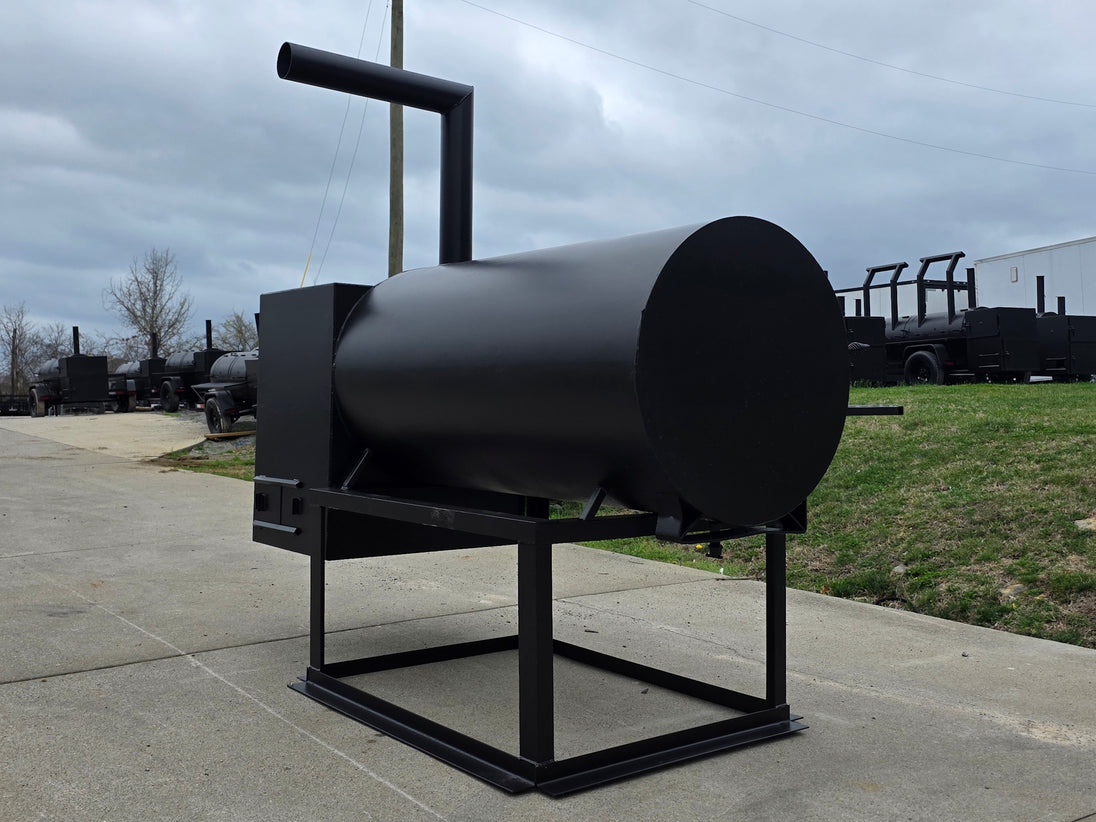 BBQ Smoker 250 Gallon Reverse Flow Patio BBQ Cooker Back right angle picture 
