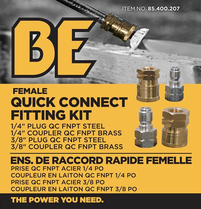BE 85.400.207 Universal 4 Piece Pressure Washer Fitting Kit Female Quick Connect Couplers - SLE Equipment - 3