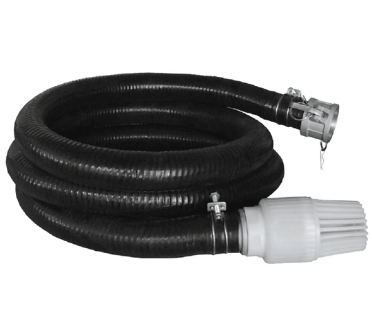 BE 85.400.079 2" x 12' Suction Hose Kit - Reinforced PVC, Includes Foot Valve & Fittings