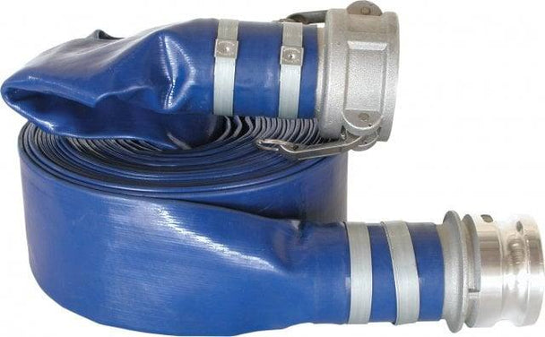 BE 85.400.086 2" x 50' Blue Lay-Flat Discharge Hose Kit - With Aluminum Camlocks