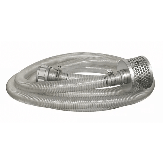 BE 85.400.088 1" x 25' Suction Hose Kit - Green Helix Reinforced with Aluminum Camlock
