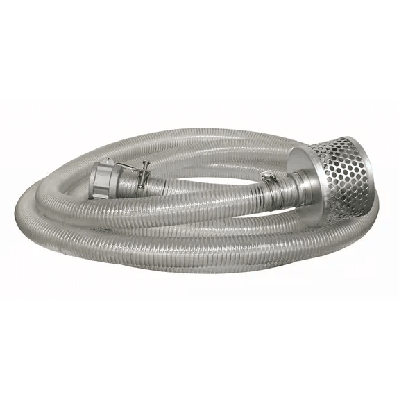 BE 85.400.091 4" x 20' Suction Hose Kit - Green Helix Reinforced PVC with Aluminum Camlocks