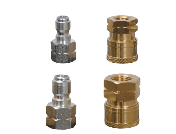 BE 85.400.210 4-Piece High-Pressure Washer Fitting Kit - Male Plugs & Brass Couplers
