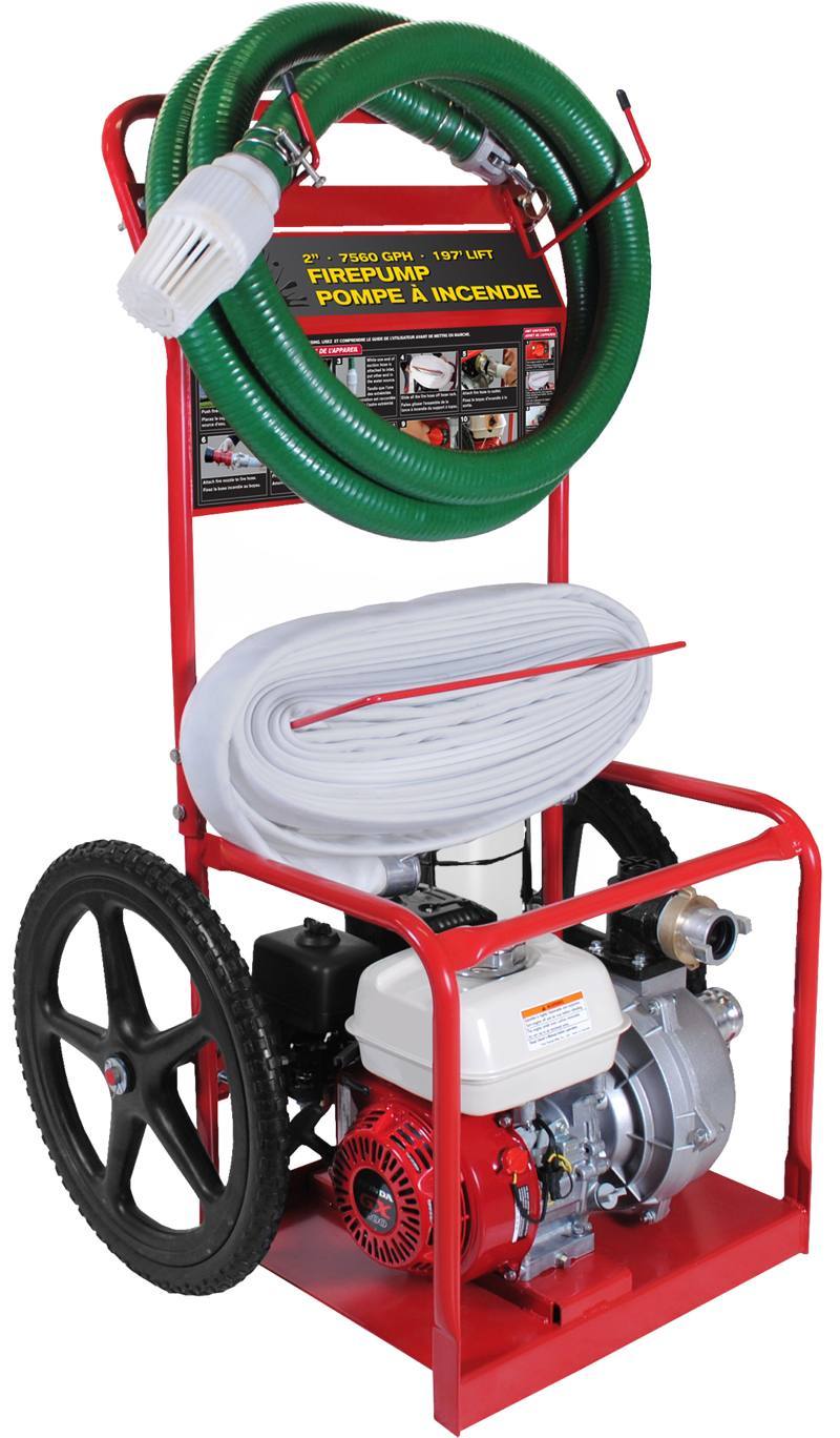 BE HPFC-2065HR 2" Firefighting Pump Kit - 126 GPM, Honda GX200 Engine, with Cart & Hoses