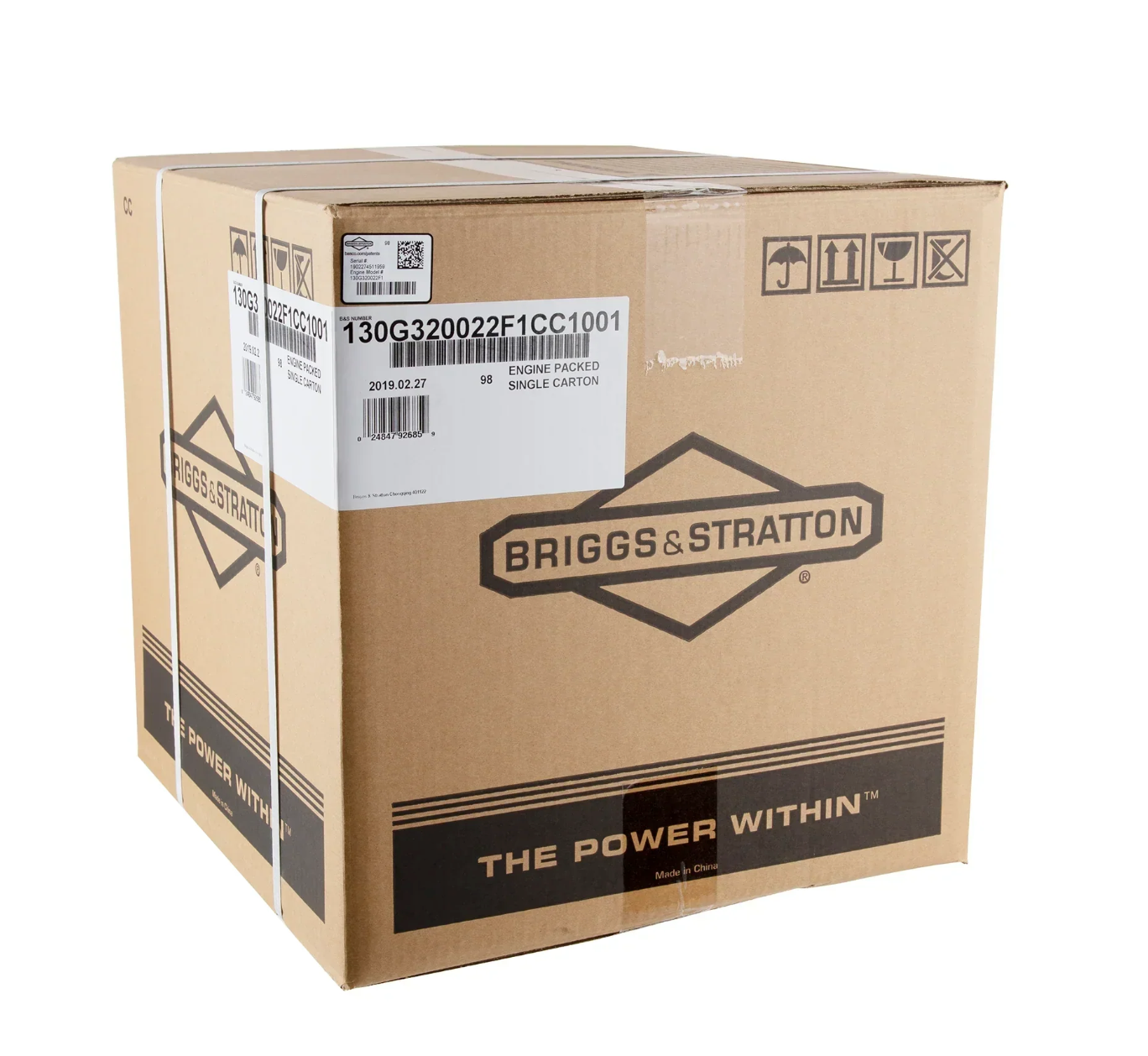 Briggs & Stratton 130G32-0022-F1 XR Series 6.5 HP 208cc Horizontal Shaft Engine, Box View. 